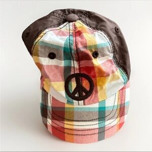Gymboree Colorful Plaid Baby Cap w/ Peace Sign – 3-6 Months